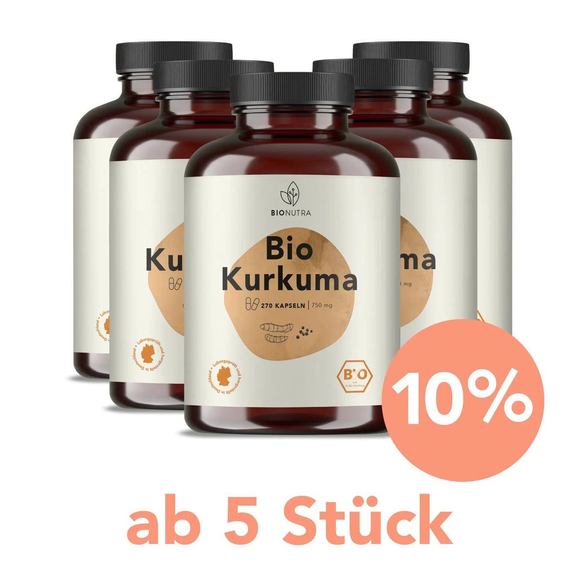 Kurkuma Pfeffer_Kapseln – 5er-Vorratspackung à 270 Stück mit 10 % Rabatt ab 5 Stück, vegan und hochdosiert
