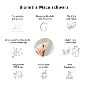 Maca schwarz Kapseln: bio, vegan, rueckstandskontroliert, ohne Zusatzstoffe, Gluten und Laktosefrei