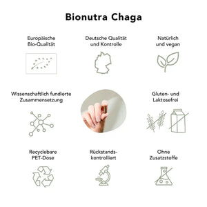 Bio Chaga Kapseln: bio, vegan, rueckstandskontroliert, ohne Zusatzstoffe, Gluten und Laktosefrei