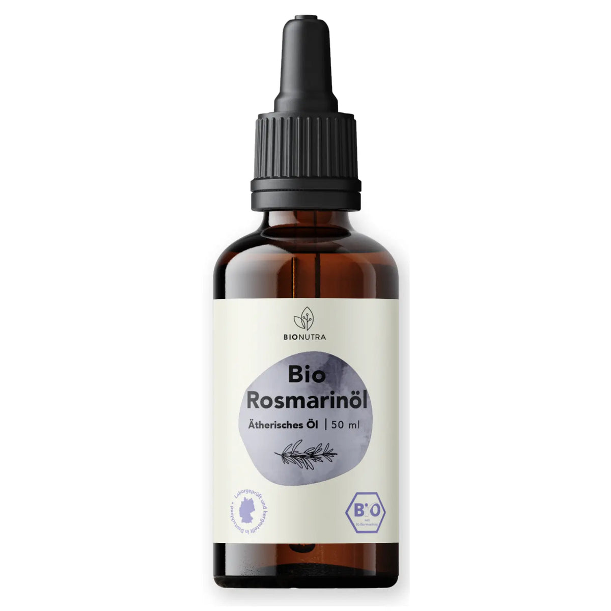 Bio Rosmarinoel – ätherisches Öl in Lebensmittelqualität, 50 ml im Braunglasfläschchen mit Pipette, naturrein, ohne Zusatzstoffe, vegan